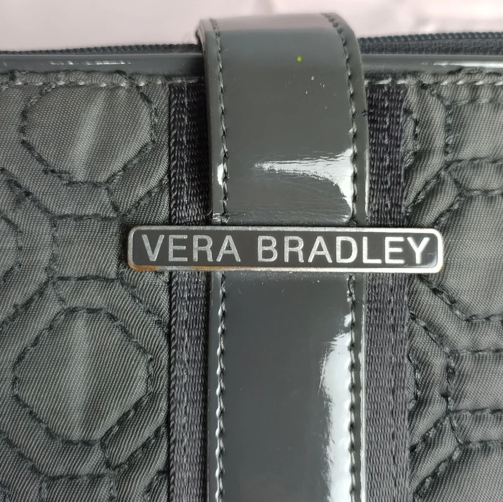 Vera Bradley Gray Quilted Organizer Wallet Magnetic Snap Closure